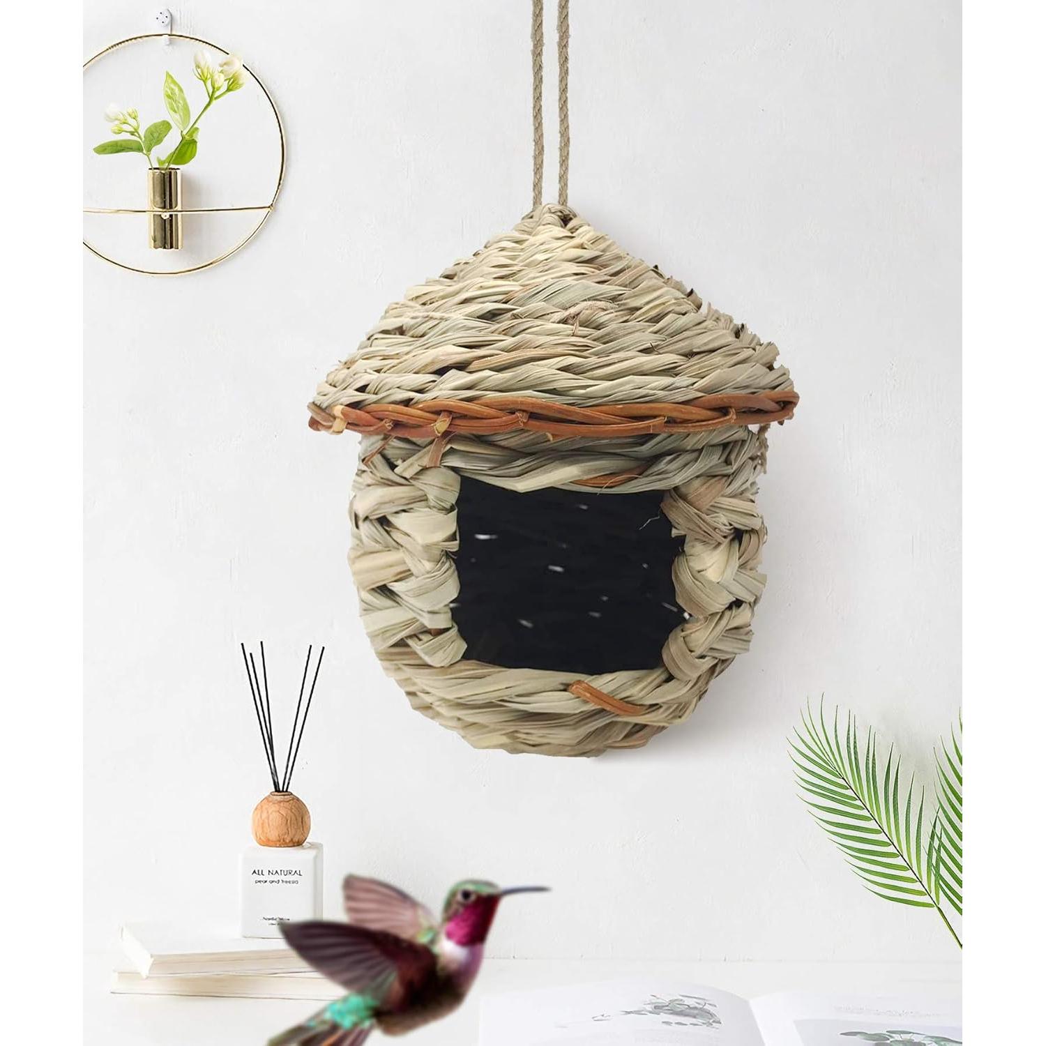Casa de Colibrí Gute - Tejida a Mano de Hierba Natural - Set de 2