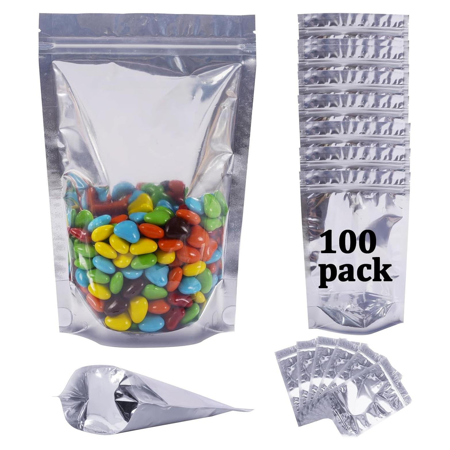 Paquete de 100 bolsas Mylar Funnyleaf 10x15 cm reutilizables