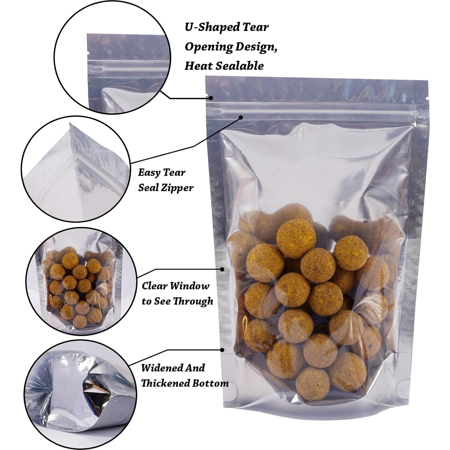 Paquete de 100 bolsas Mylar Funnyleaf 10x15 cm reutilizables