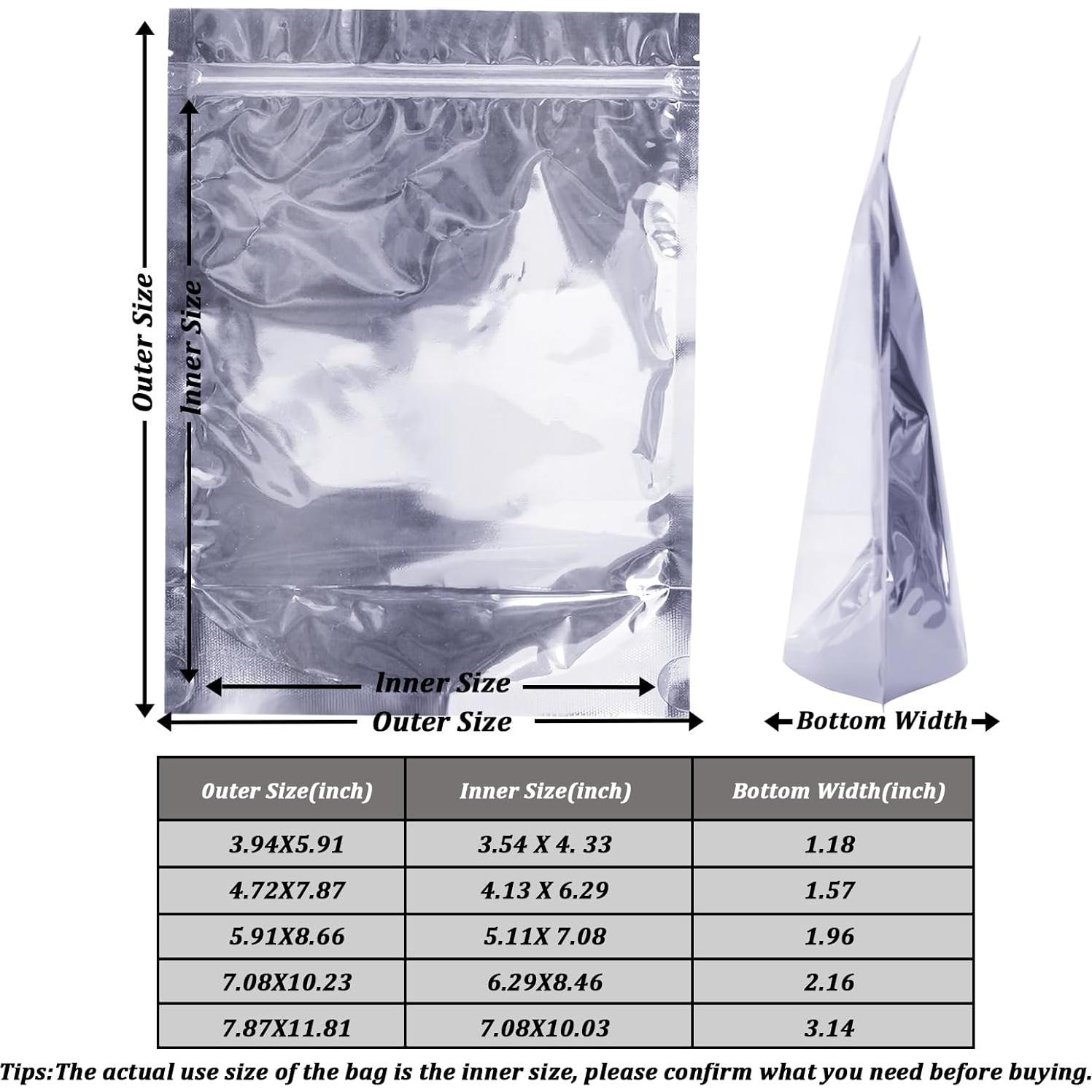 Paquete de 100 bolsas Mylar Funnyleaf 10x15 cm reutilizables