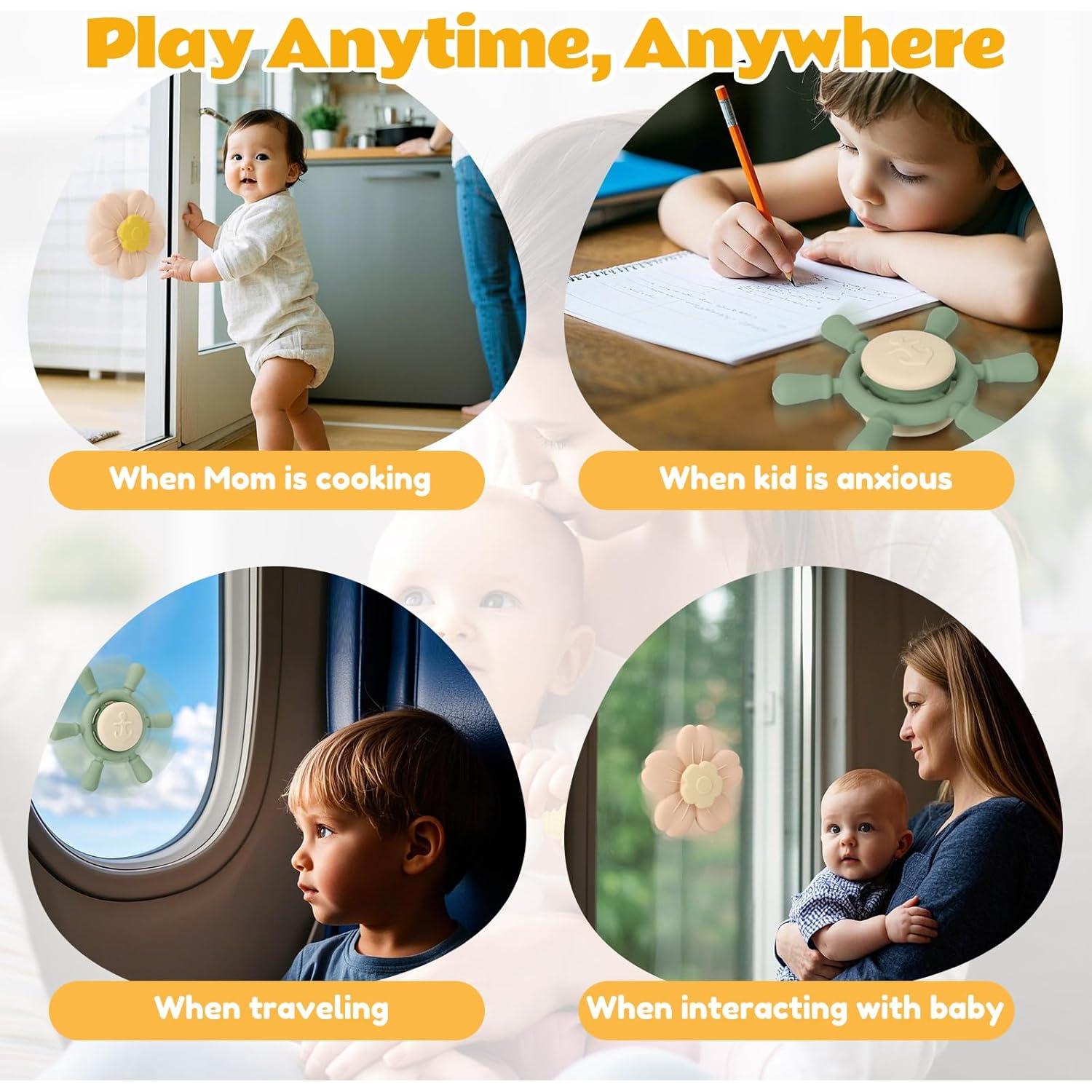 Juguete Spinner de Ventosa de Silicona Socub - Salvia/Rosa