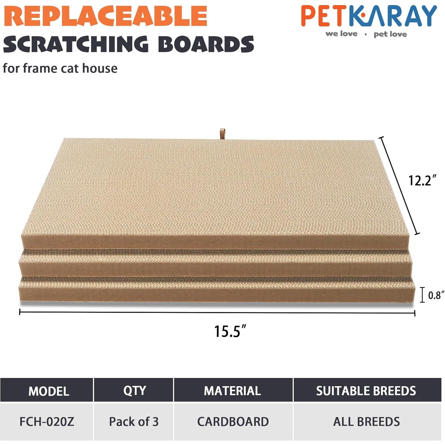 Tableros de Rascado Reemplazables PETKARAY para Gatos - Paquete de 3