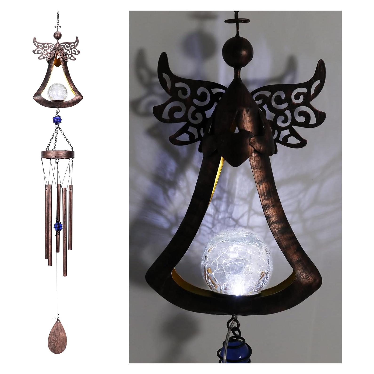 Campana de Viento Solar Taman Ángel 106.68 cm LED Decorativa