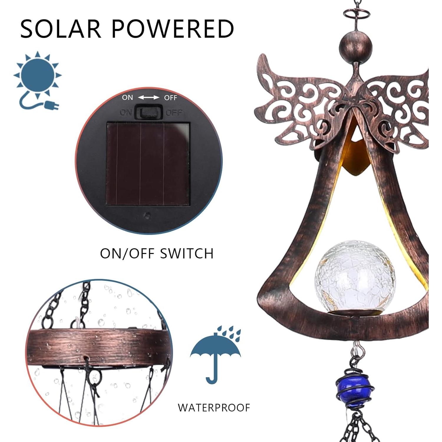 Campana de Viento Solar Taman Ángel 106.68 cm LED Decorativa