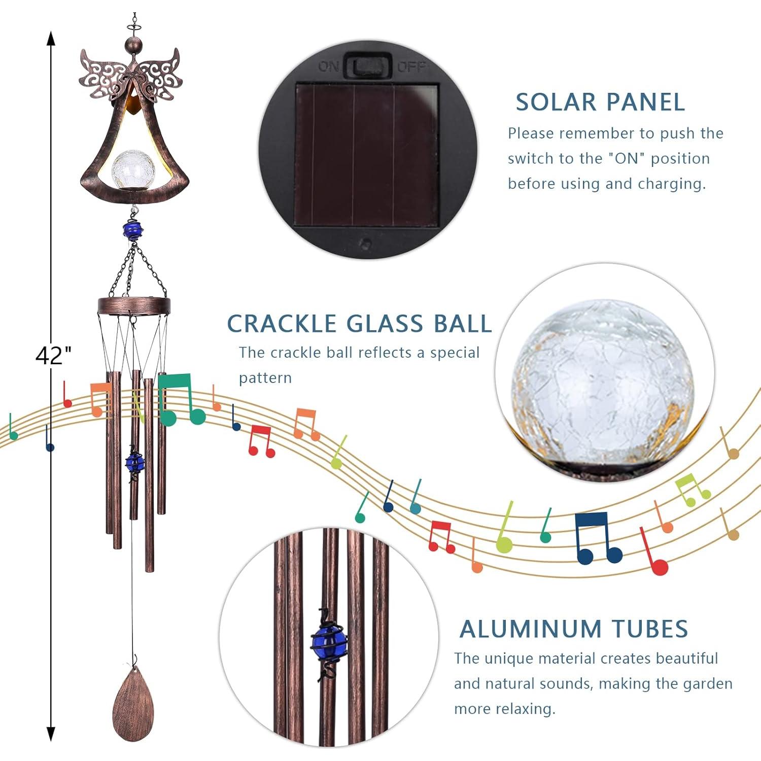 Campana de Viento Solar Taman Ángel 106.68 cm LED Decorativa