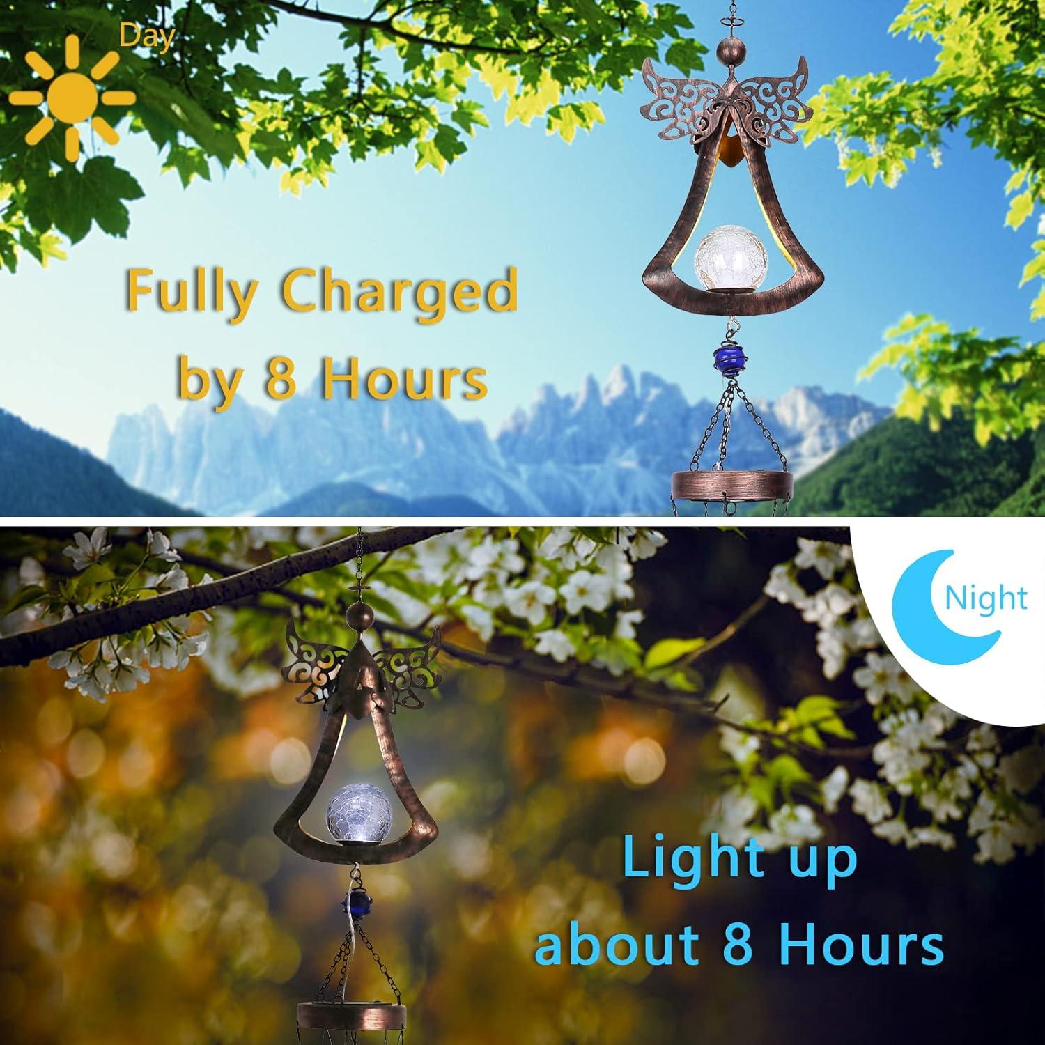 Campana de Viento Solar Taman Ángel 106.68 cm LED Decorativa