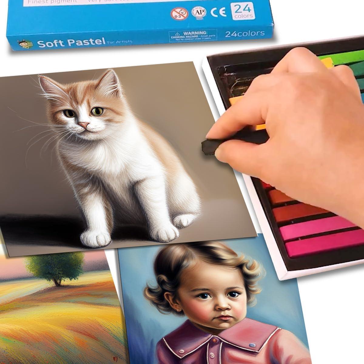 Pasteles de Tiza Suave HA SHI 24 Colores No Tóxicos