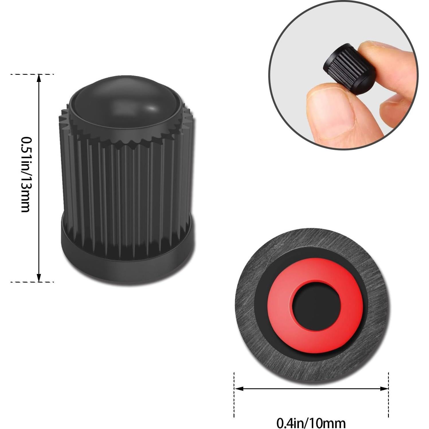 Tapas de Válvula de Neumático Piburth - 30 Piezas, Negro