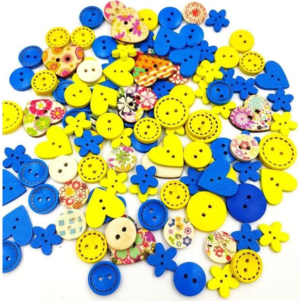 100 Botones de Madera Azul 15mm para Manualidades Vingol