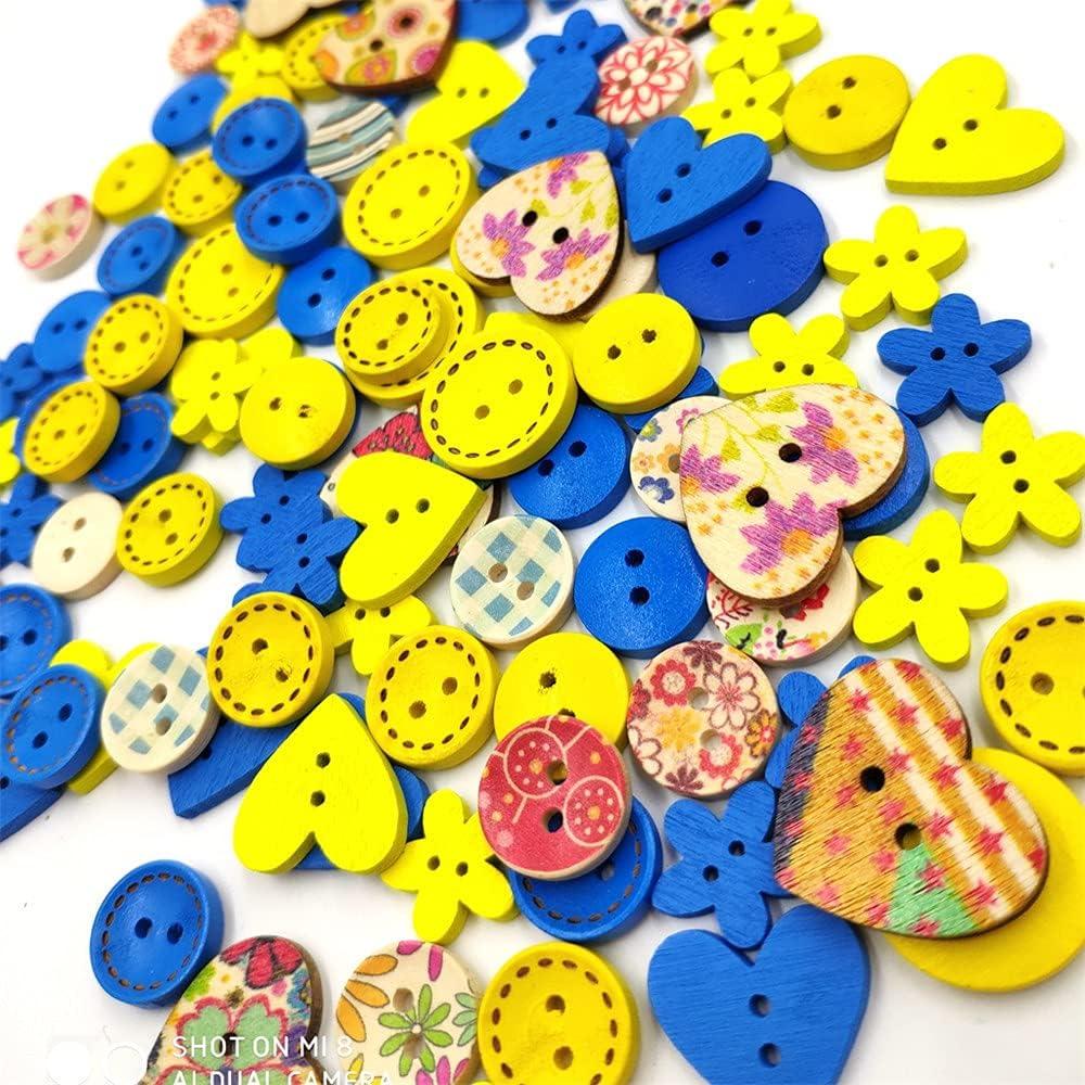 100 Botones de Madera Azul 15mm para Manualidades Vingol