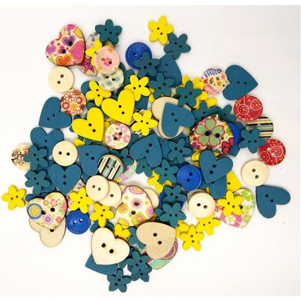 100 Botones de Madera Azul 15mm para Manualidades Vingol