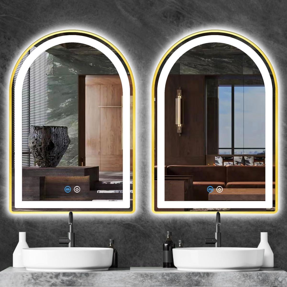 Espejo LED Dorado Arco TiliKuly 61x40.6 cm Antivaho 3 Colores