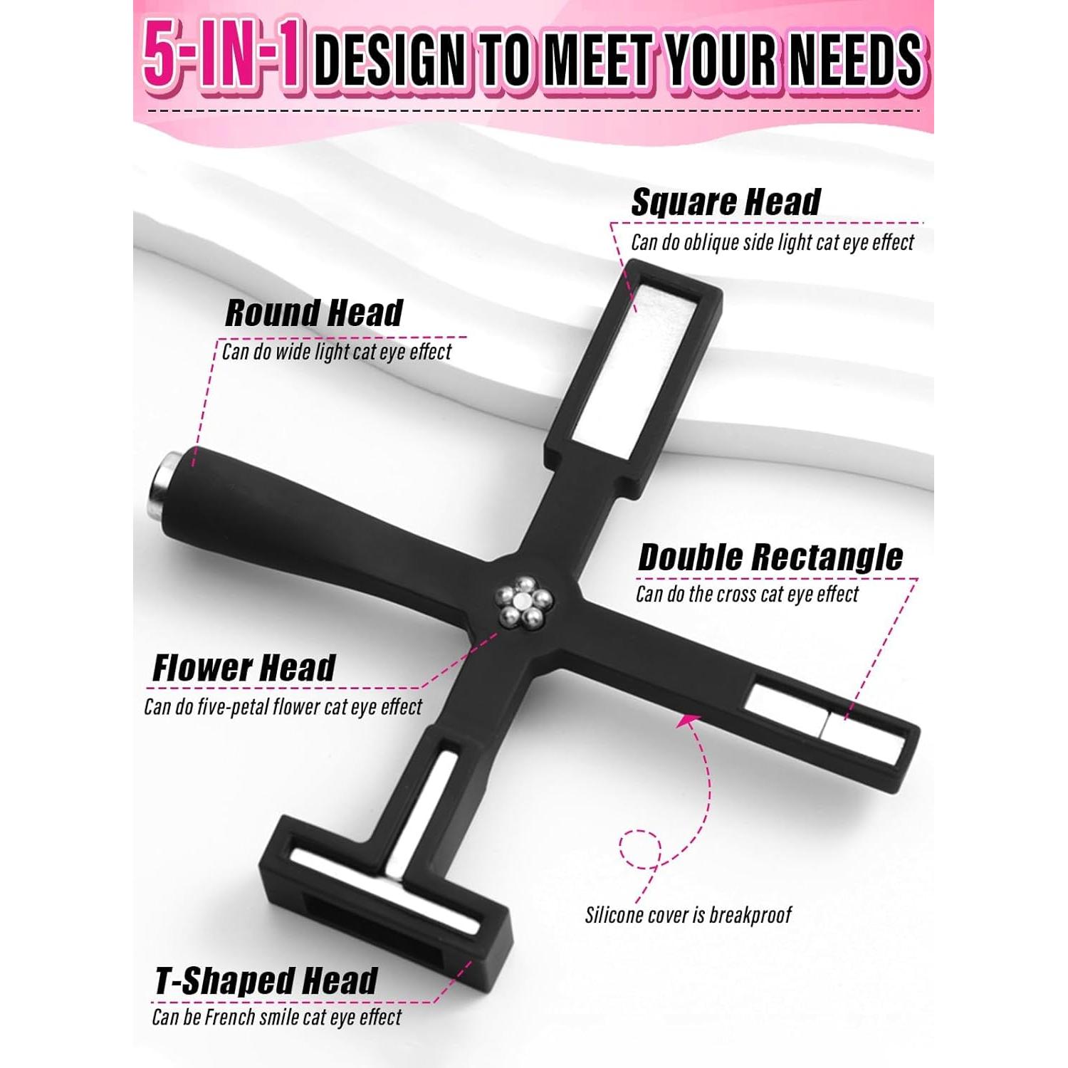 Herramientas de Imán para Uñas EBANKU 5 en 1 Doble Cara