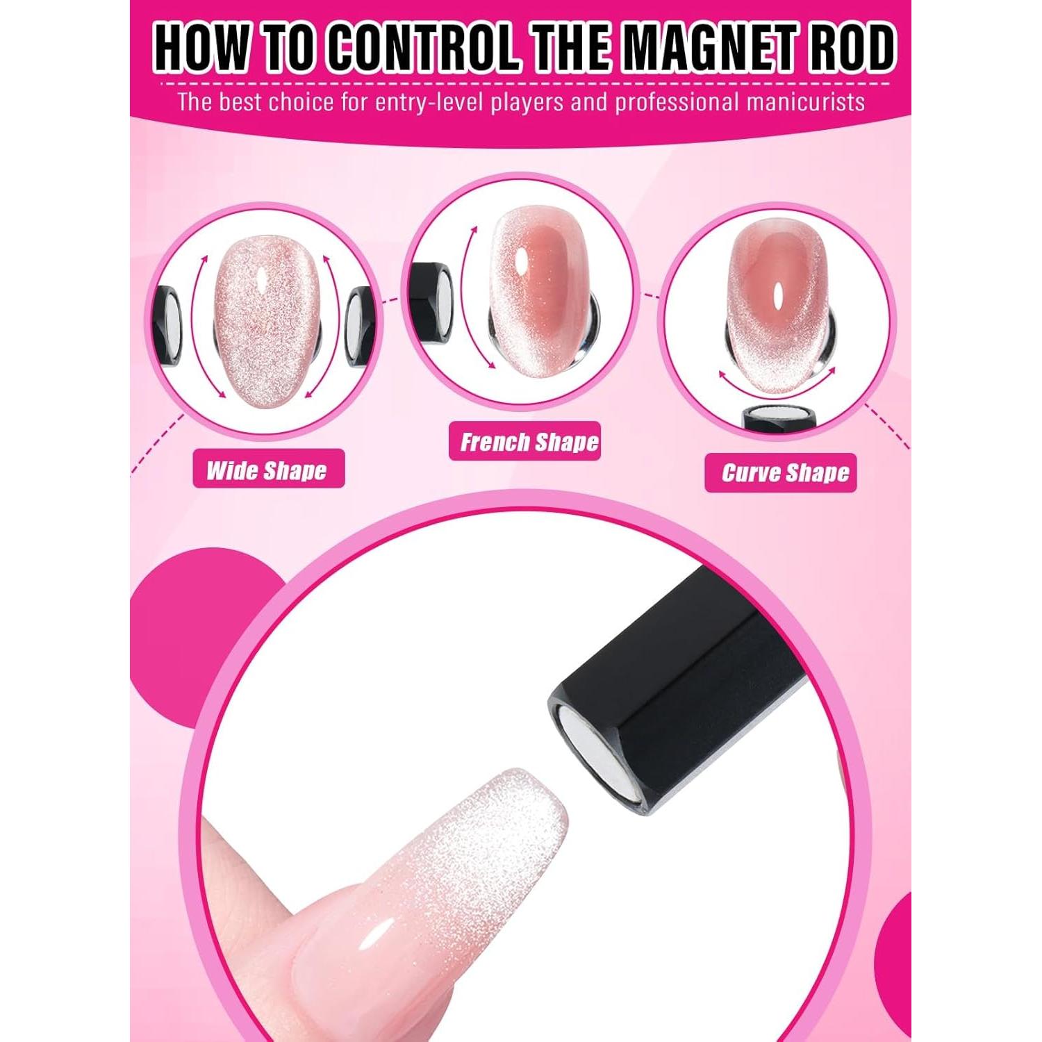 Herramientas de Imán para Uñas EBANKU 5 en 1 Doble Cara