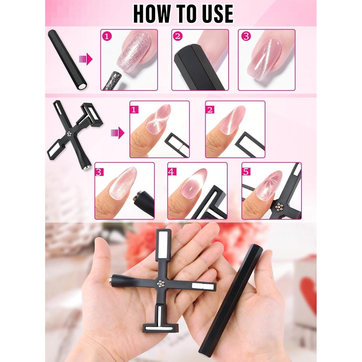 Herramientas de Imán para Uñas EBANKU 5 en 1 Doble Cara