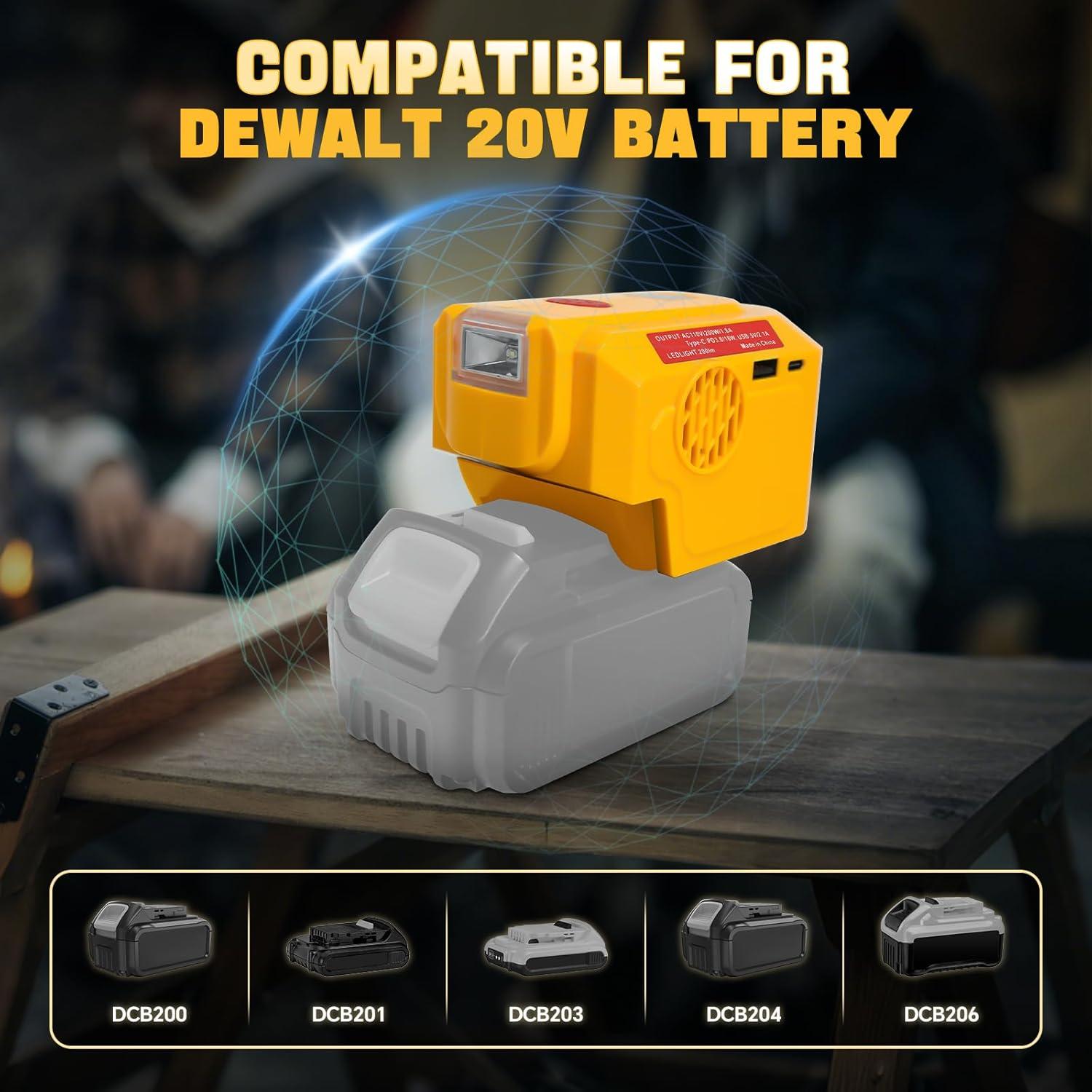Inversor de Potencia 200W DeWalt 20V con USB y LED