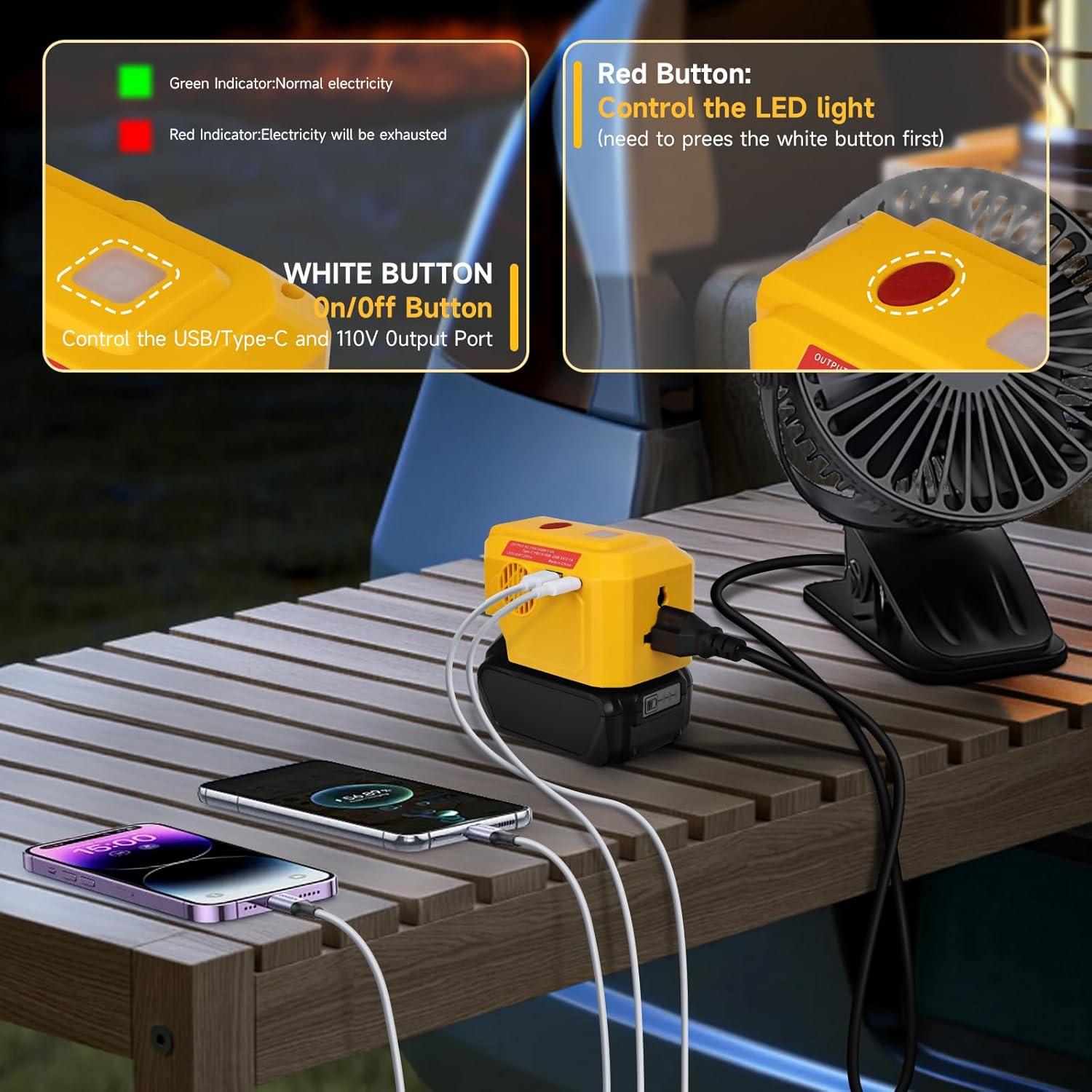 Inversor de Potencia 200W DeWalt 20V con USB y LED