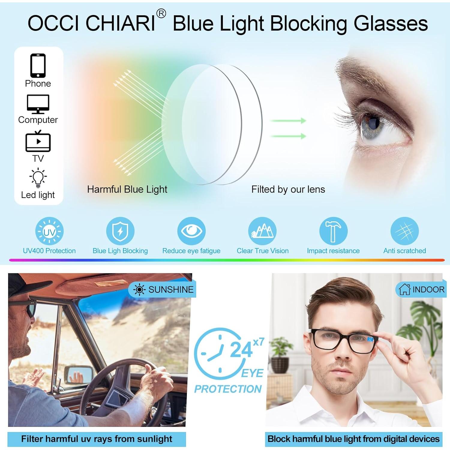 Gafas de lectura OCCI CHIARI 1.0x bloqueadoras luz azul para hombres