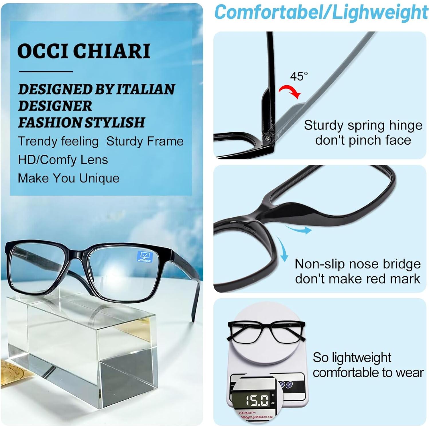 Gafas de lectura OCCI CHIARI 1.0x bloqueadoras luz azul para hombres