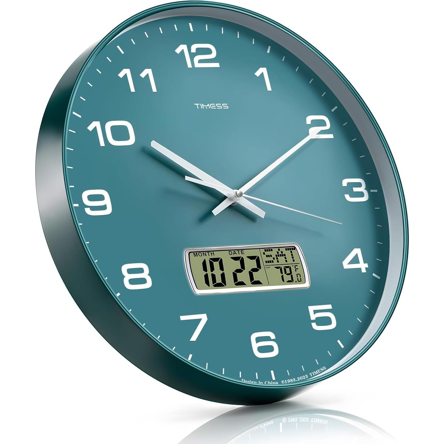 Reloj de Pared TIMESS 25,4 cm Silencioso con Calendario