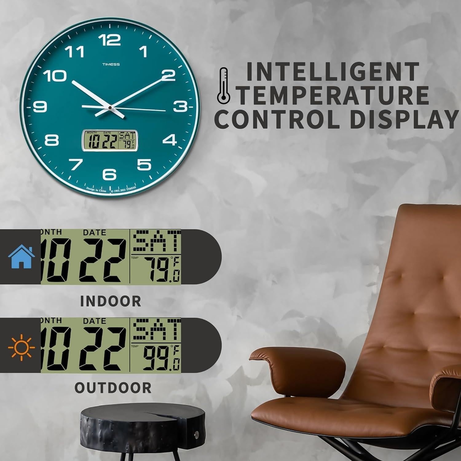 Reloj de Pared TIMESS 25,4 cm Silencioso con Calendario