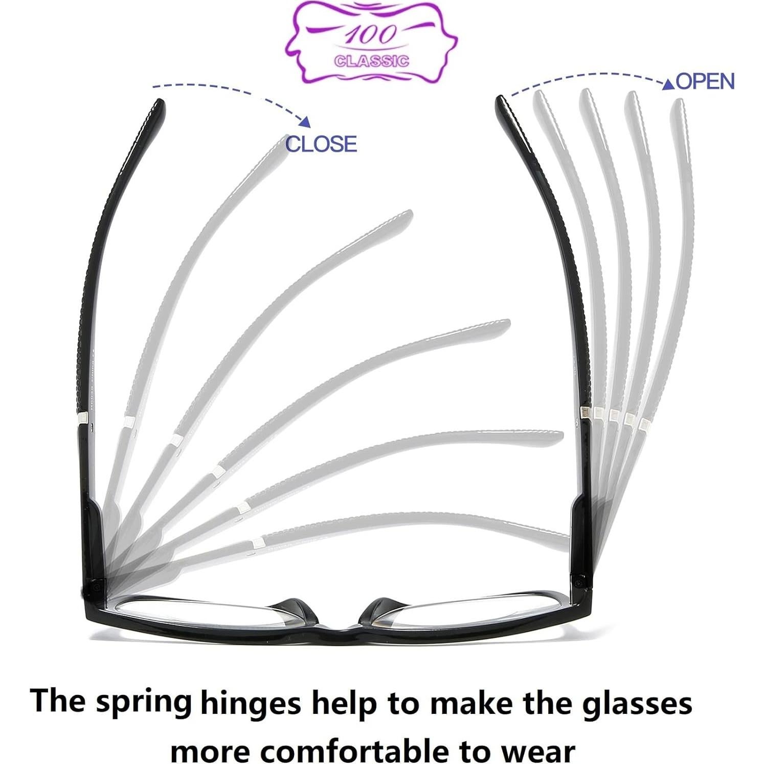 Gafas de Lectura 100 CLÁSICO Antiluz Azul Set de 4 Unidades