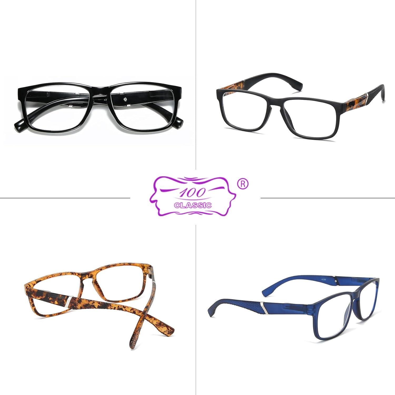 Gafas de Lectura 100 CLÁSICO Antiluz Azul Set de 4 Unidades