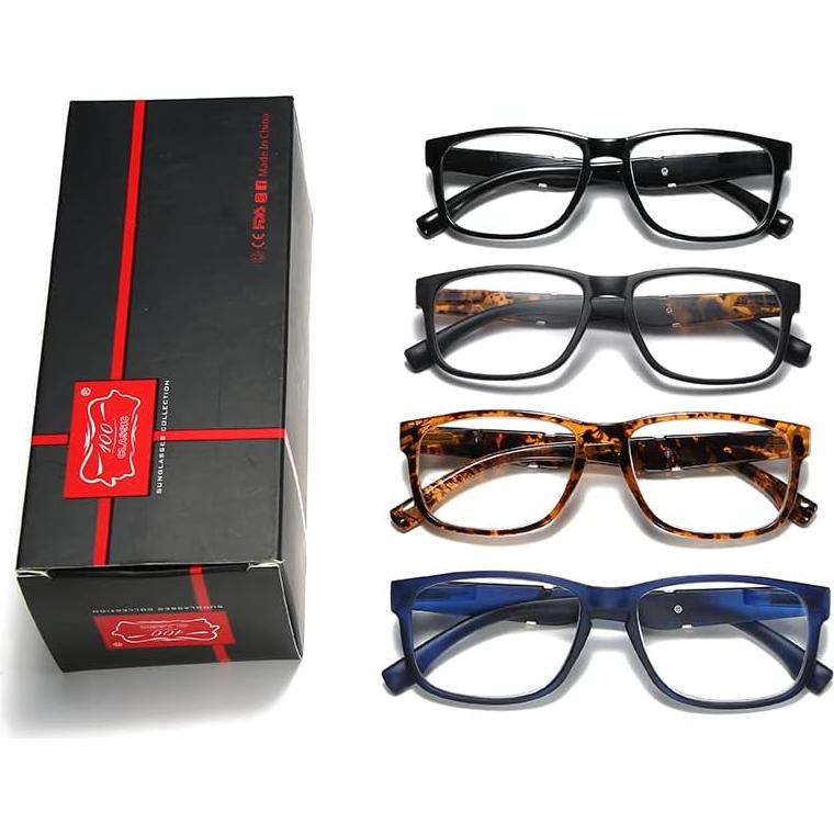 Gafas de Lectura 100 CLÁSICO Antiluz Azul Set de 4 Unidades