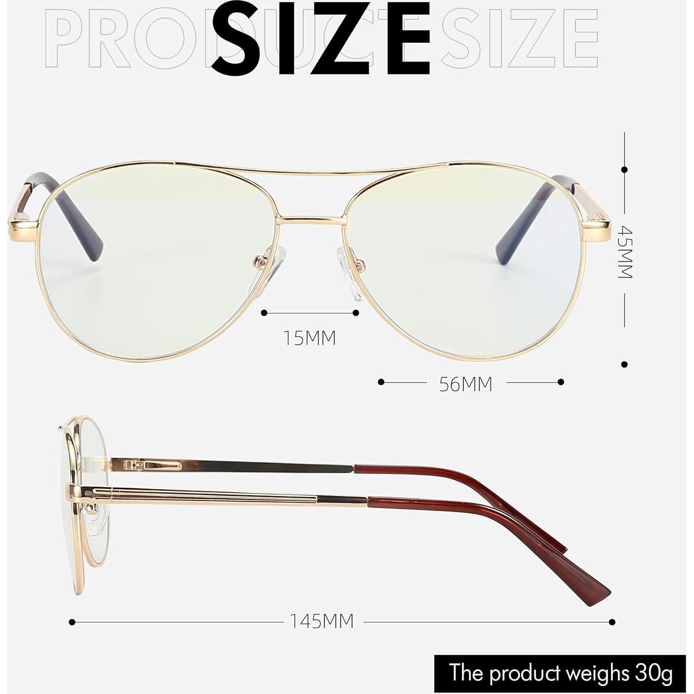 Gafas de bloqueo de luz azul Zenottic aviador metal oro