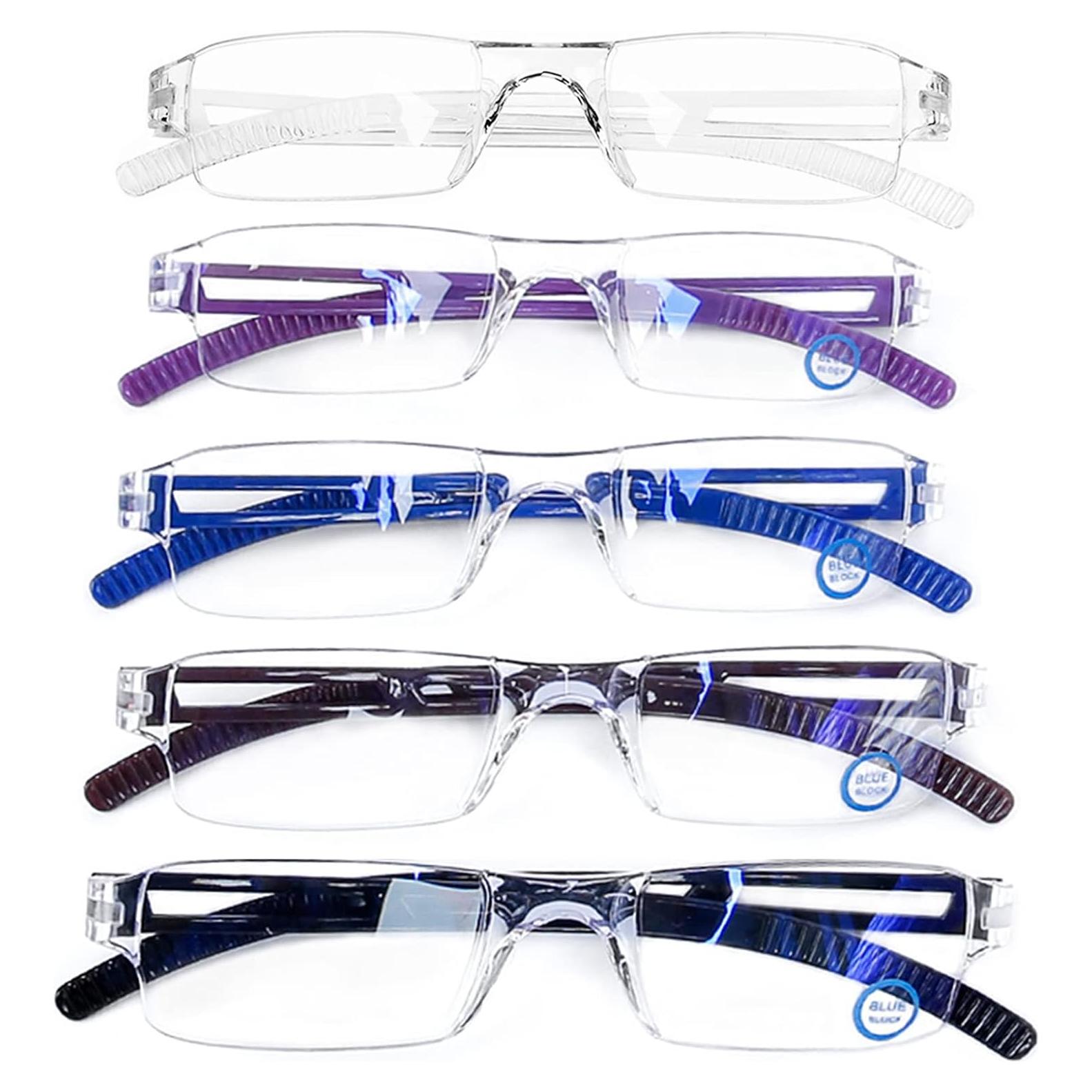 Gafas de Lectura AQWANO 5 Pack Sin Montura Bloqueo Luz Azul 1.0x