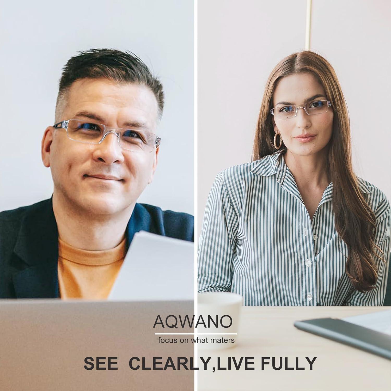 Gafas de Lectura AQWANO 5 Pack Sin Montura Bloqueo Luz Azul 1.0x