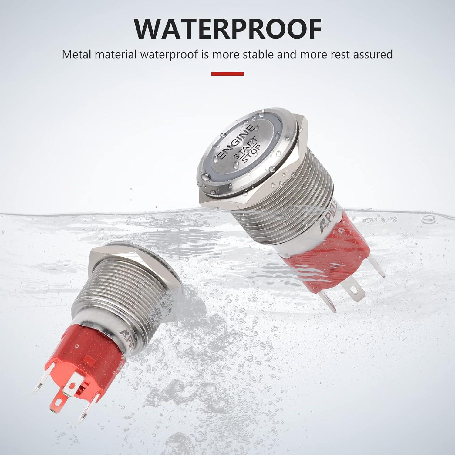 Interruptor de Arranque por Pulsador APIELE 12V LED Azul 19mm