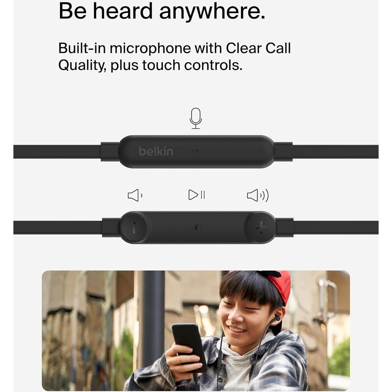 Auriculares Belkin SoundForm USB-C con micrófono - Negro