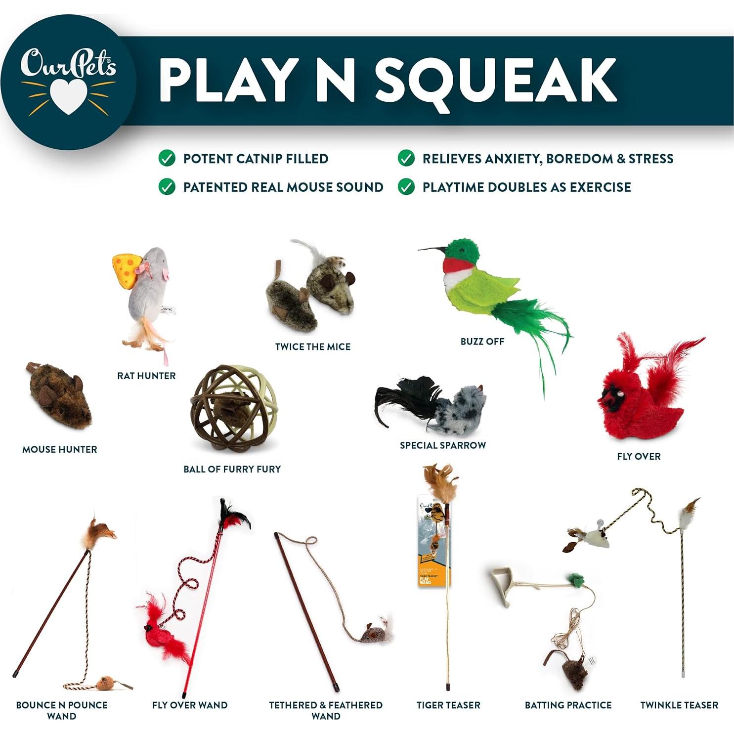 Varita Juguete para Gato OurPets con Plumas y Sonido Realista