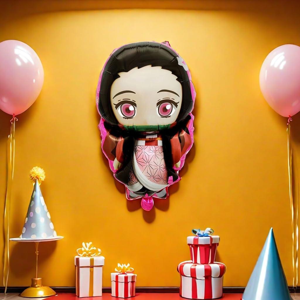 Educatgame Anime Balloon Doll, Large Foil Balloon for Birthday Party, Themed Party Decorations Supplies for Indoor and Outdoor (Pink)