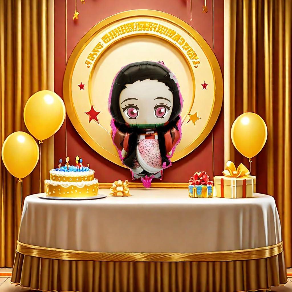 Educatgame Anime Balloon Doll, Large Foil Balloon for Birthday Party, Themed Party Decorations Supplies for Indoor and Outdoor (Pink)