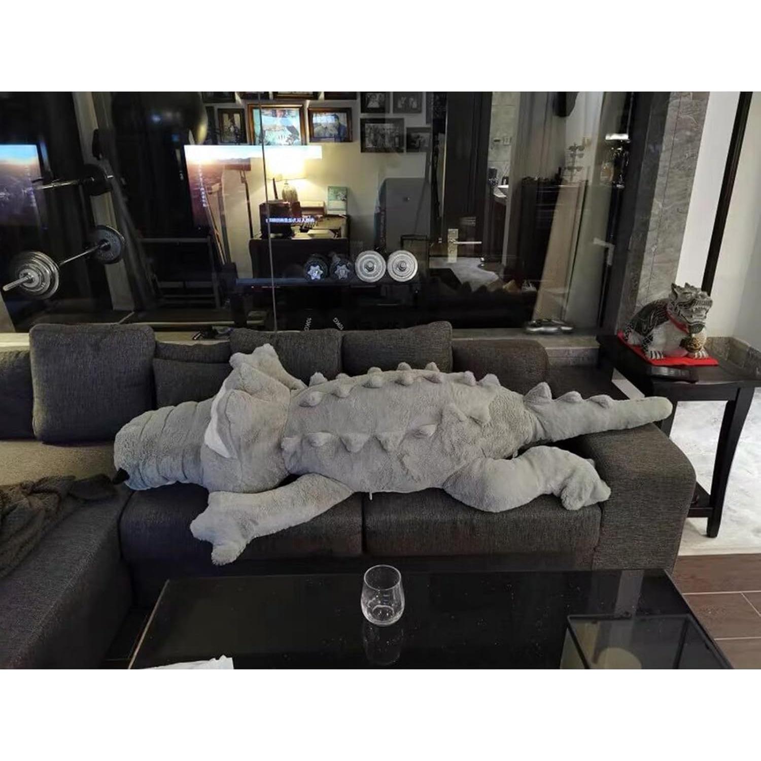 Almohada de Peluche Cocodrilo Hofun4U 170 cm Gris