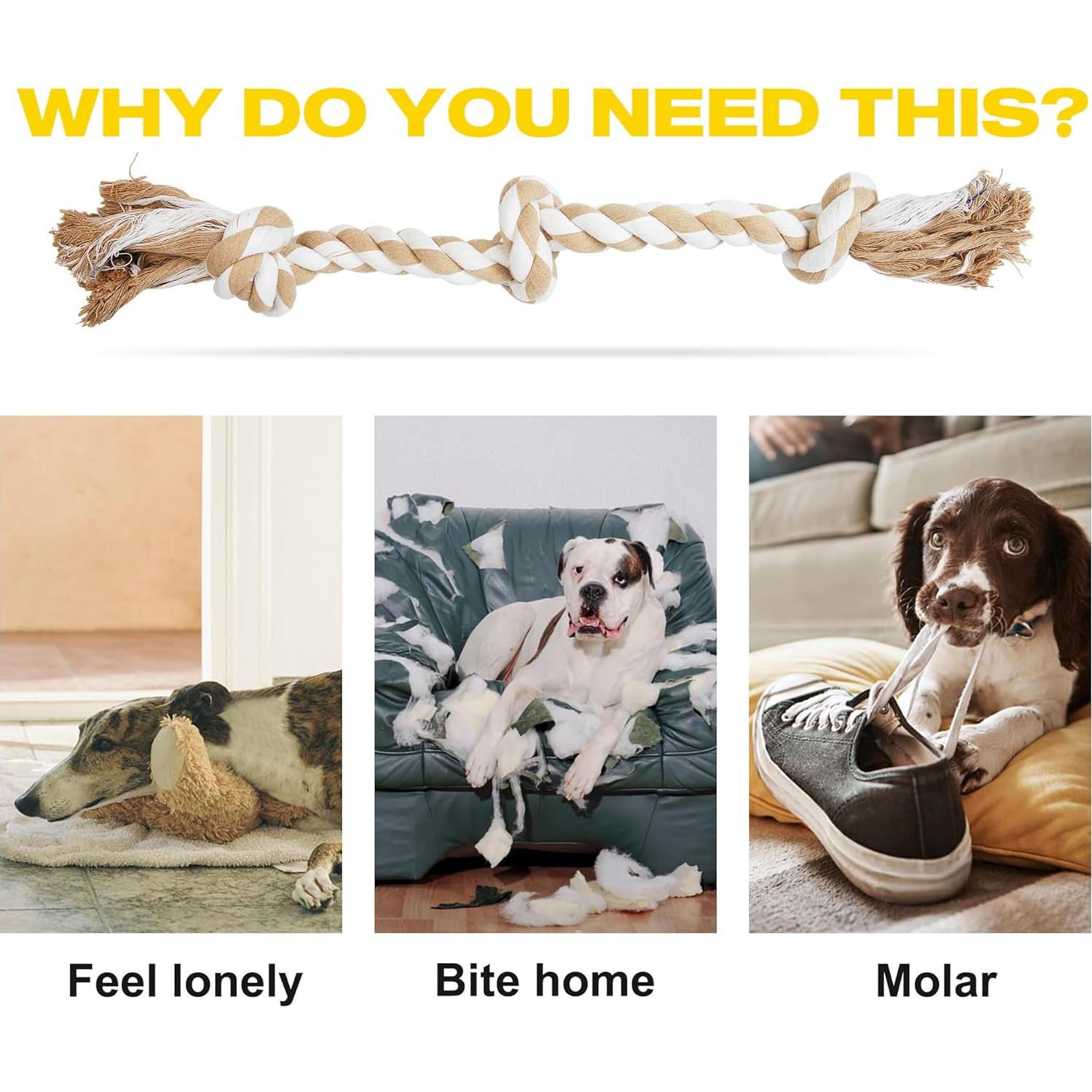 Juguete de Cuerda para Perros Fida 3 Nudos Algodón Natural