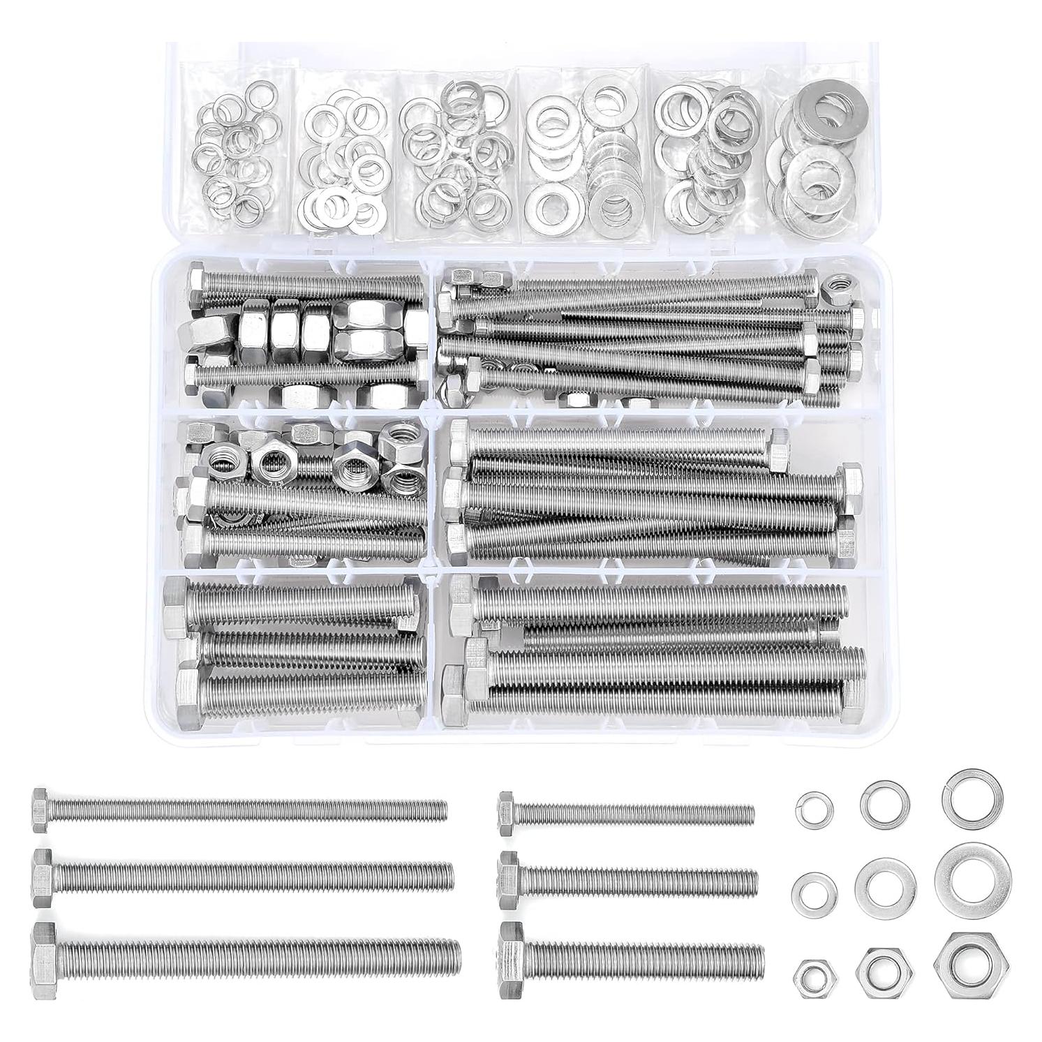 Kit de Tuercas y Tornillos M6/M8/M10 Acero Inoxidable 304 - 164 Piezas