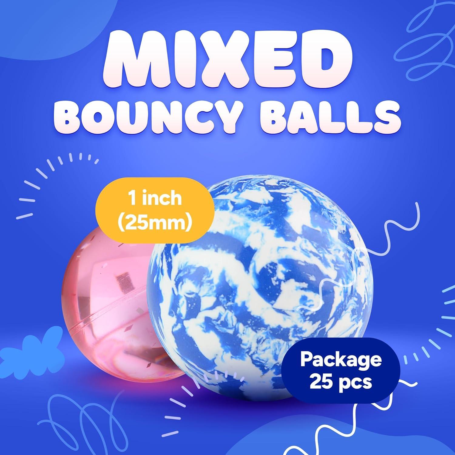 Paquete de 25 Pelotas Rebotadoras Entervending 25mm para Niños