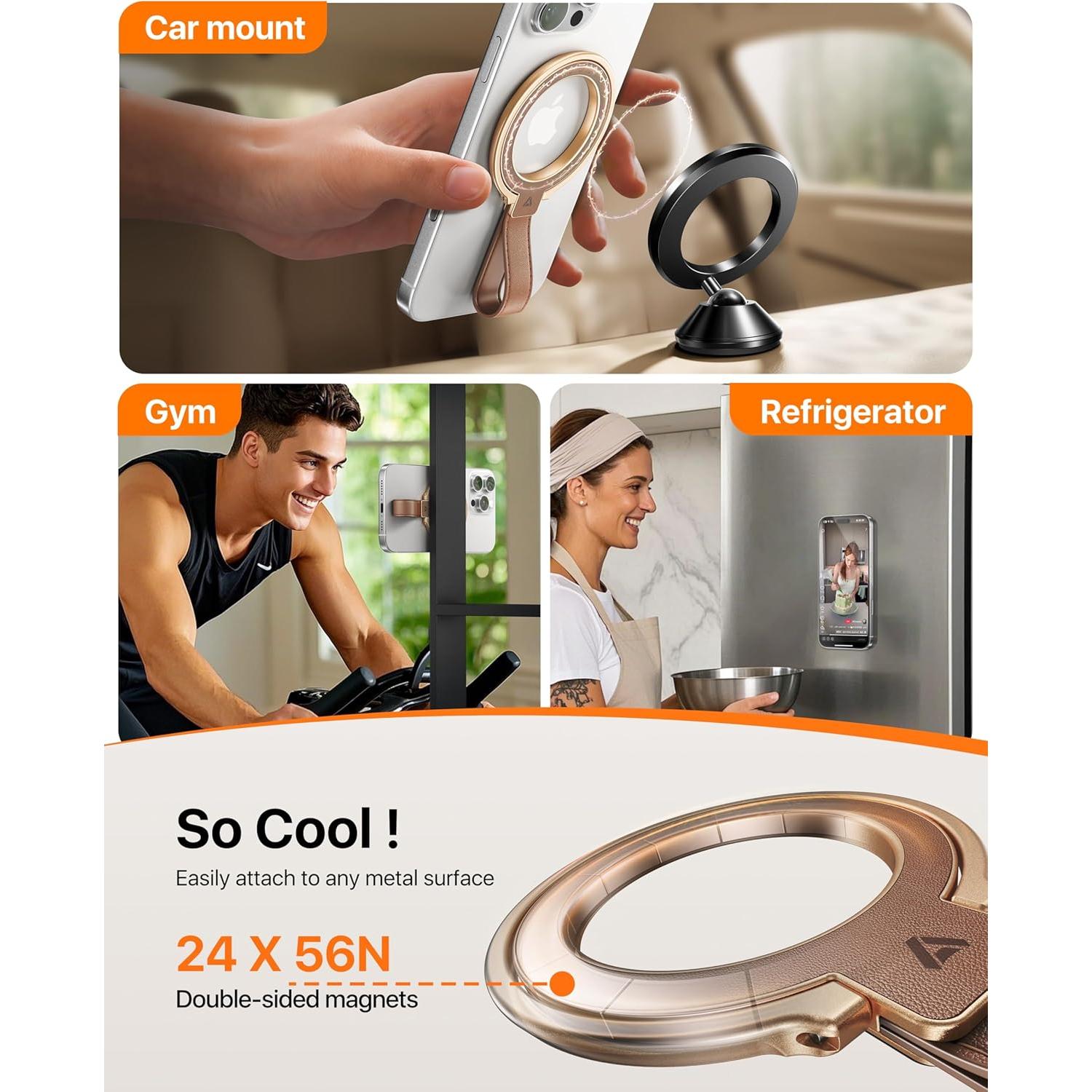 Soporte Magnético de Cuero Andobil MagSafe Ajustable 360°