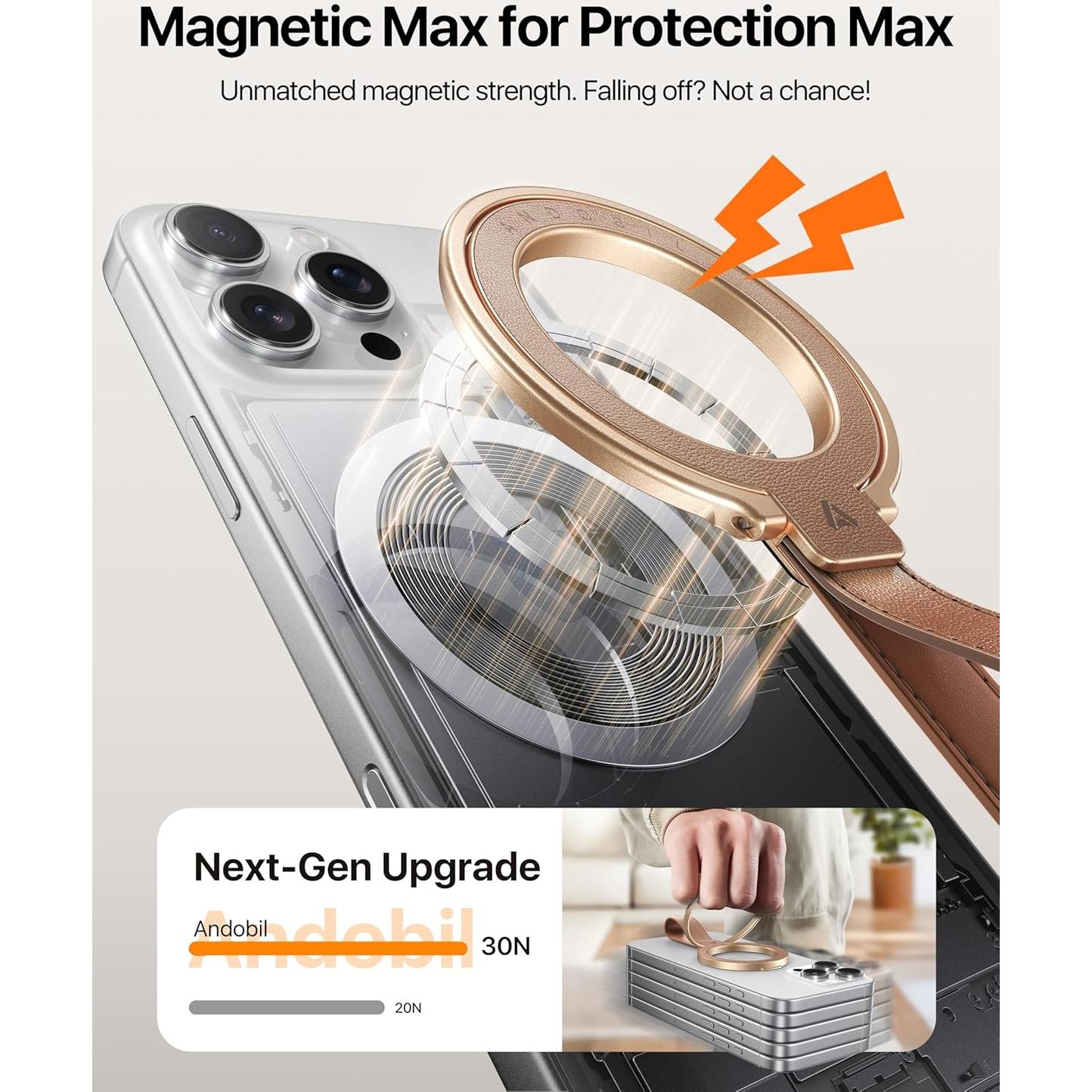 Soporte Magnético de Cuero Andobil MagSafe Ajustable 360°