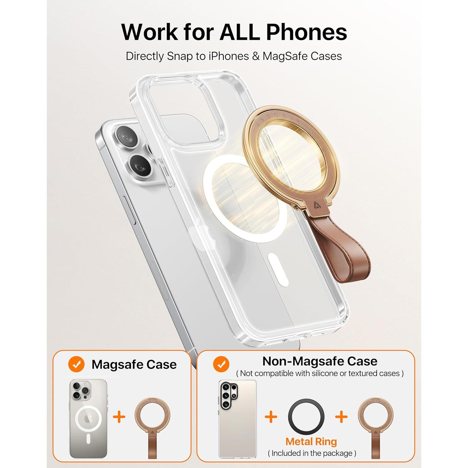 Soporte Magnético de Cuero Andobil MagSafe Ajustable 360°