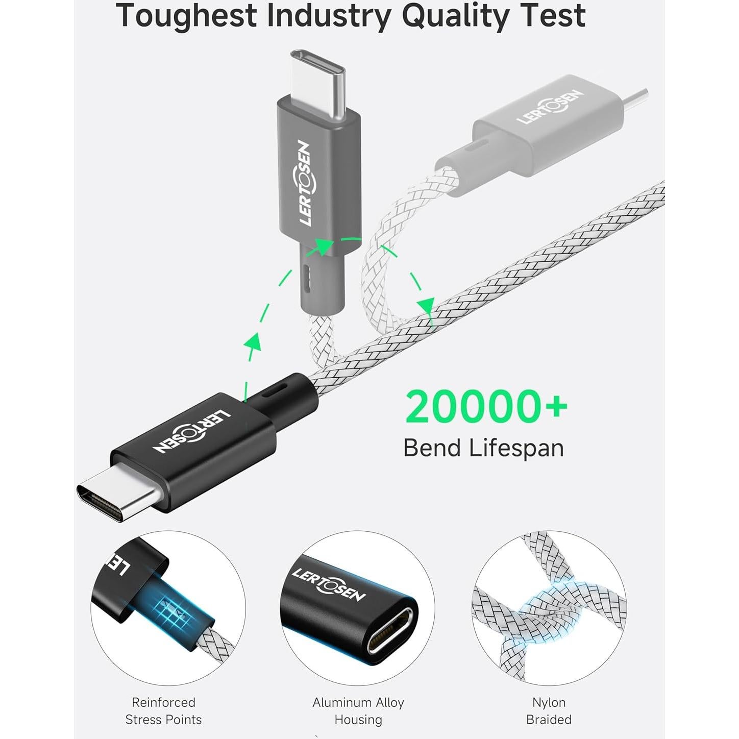 Adaptadores Lightning a USB C LERTOSEN - Paquete de 2, Carga Rápida