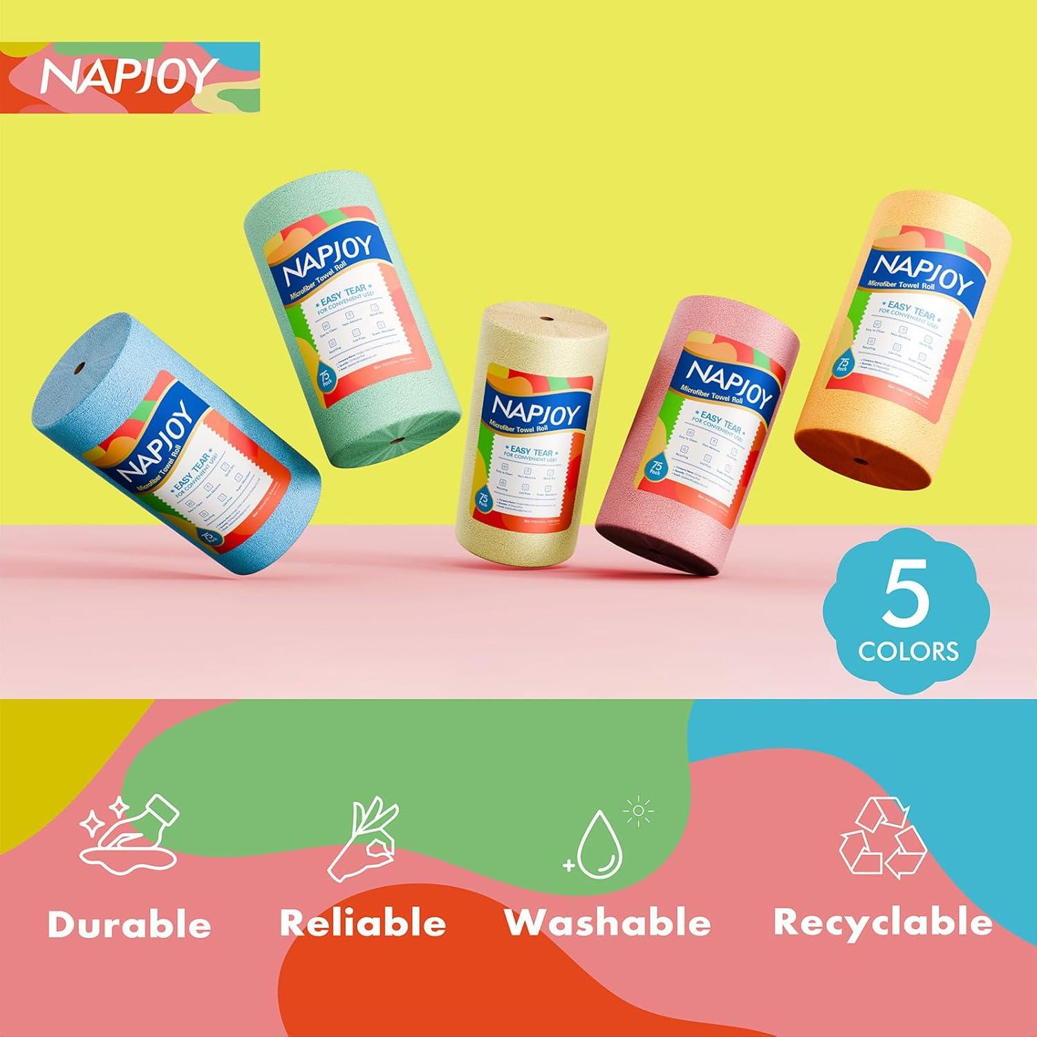 Rollo de paños de limpieza de microfibra Napjoy 75PK 30x30cm