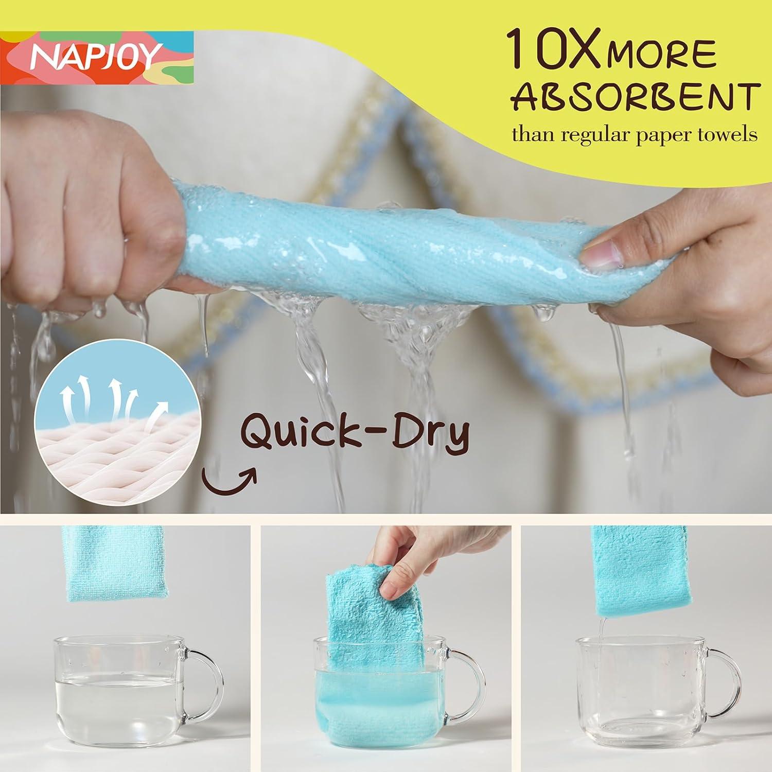 Rollo de paños de limpieza de microfibra Napjoy 75PK 30x30cm