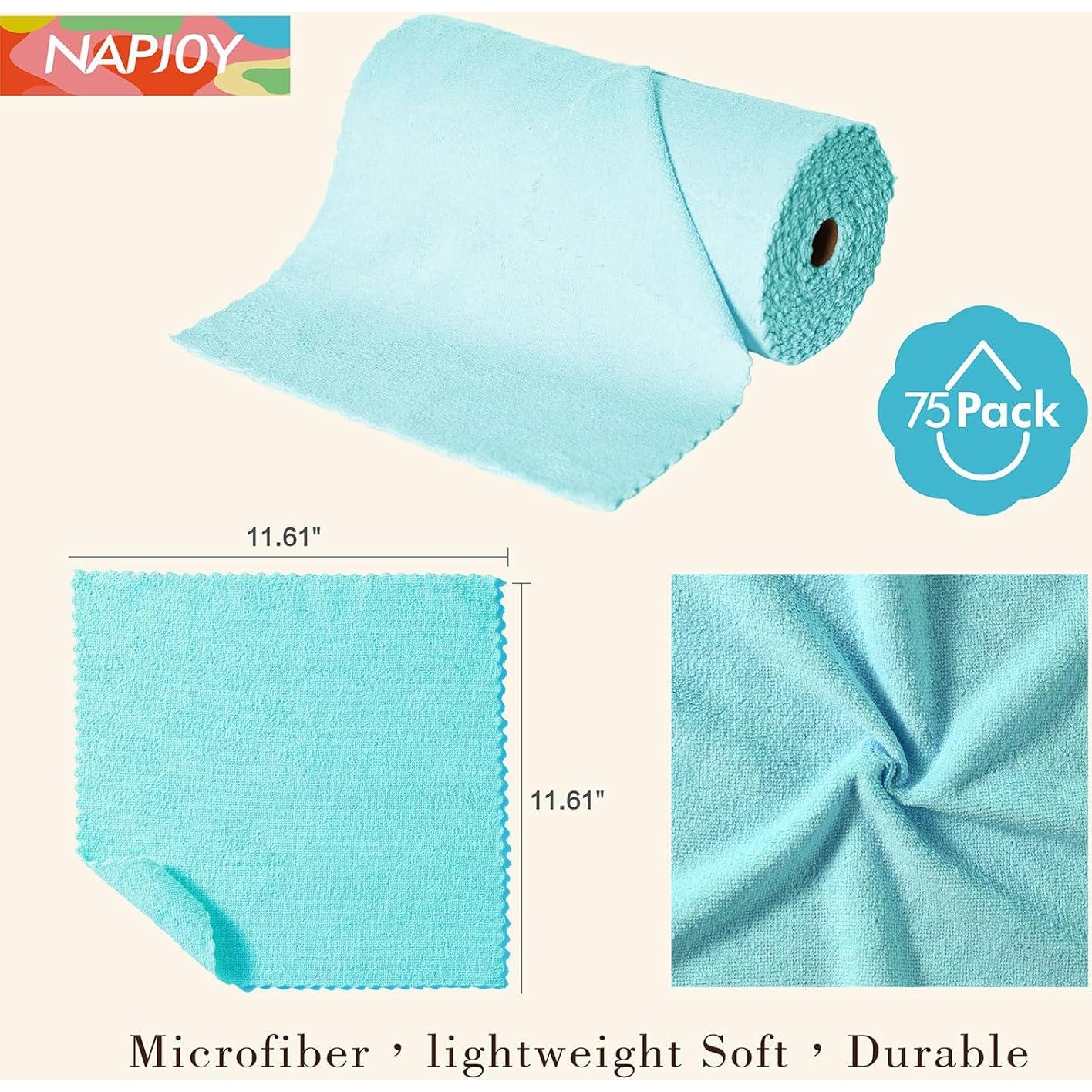 Rollo de paños de limpieza de microfibra Napjoy 75PK 30x30cm