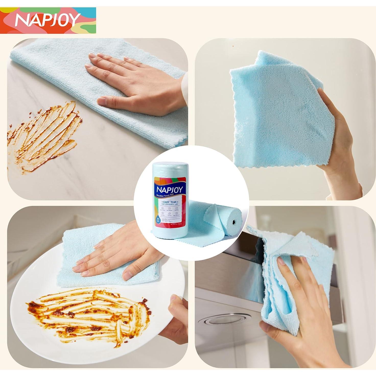 Rollo de paños de limpieza de microfibra Napjoy 75PK 30x30cm