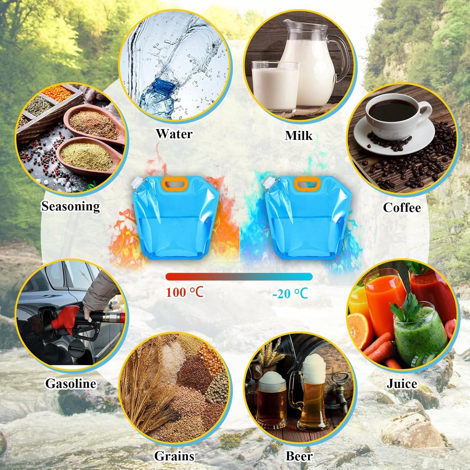 Tessco 12 Bolsas de Almacenamiento de Agua Colapsables 5L