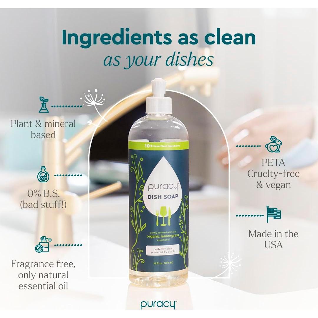 Recarga Jabón Líquido para Platos Puracy 1.89L Limón Orgánico